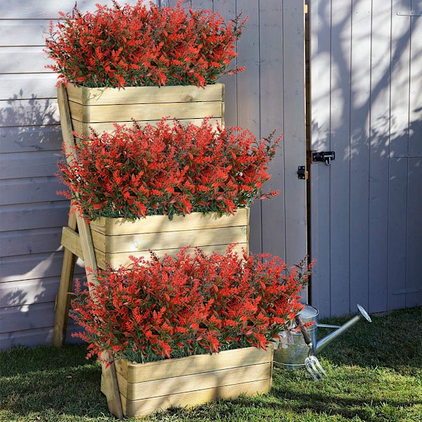 8 buketter konstgjorda lavendelblommor för utomhusbruk, UV-beständiga