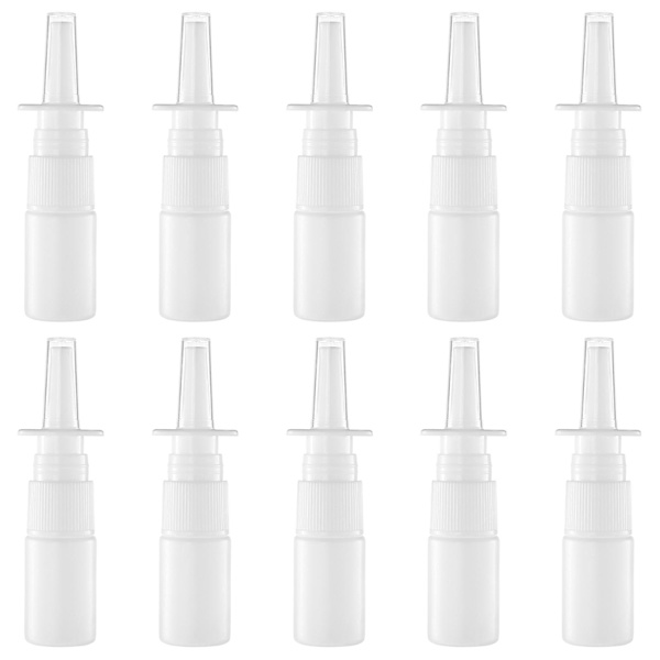 20 kpl nenäsumutepulloa sumutuspulloja tyhjä matkustustarvikkeet muoviset sumutepullot (10 ml) (valkoinen)