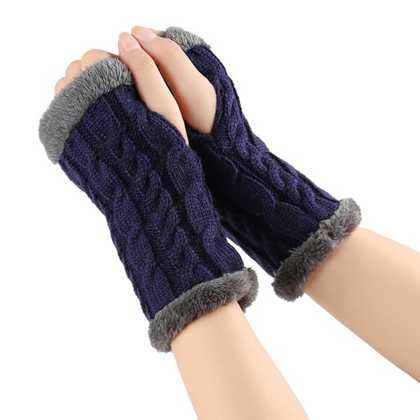 Elastiske strikkede vinterhansker | Tykke varme elastiske garnhansker *Marineblå #6* Navy Blue #6