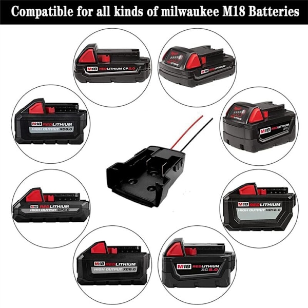 18V Shore Power Connector Batteriadapter med 14 Awg Wire Connectors Adapter Værktøjer Tilbehør