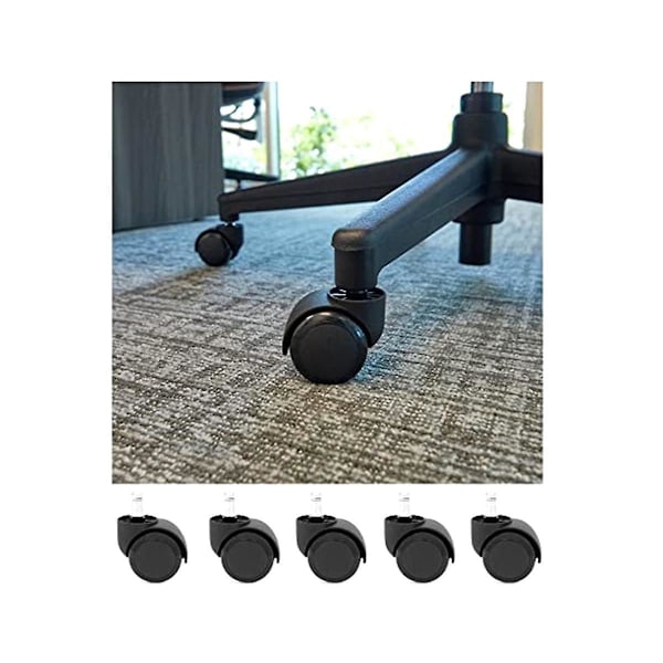 5 stk 2 tommers svarte kontorstolhjul erstatning - Kontorstolhjul Heavy Duty erstatning for tregulv/teppe