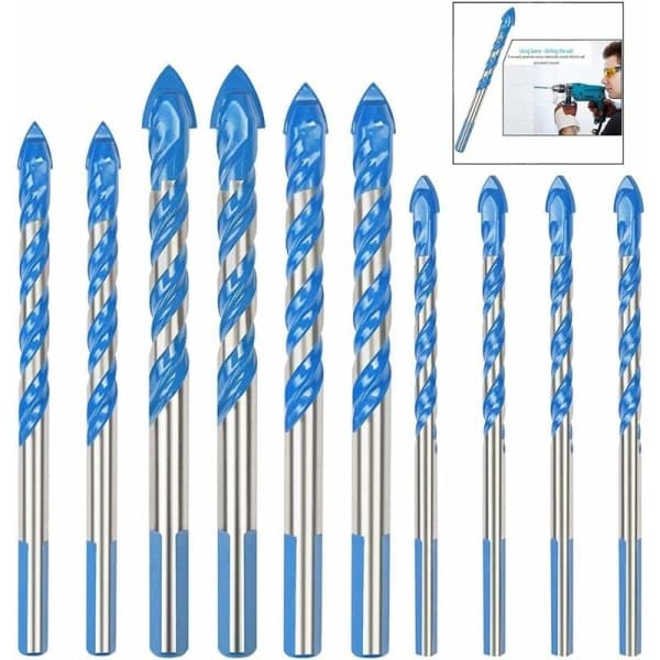 10-pack borr för porslin, kakel, betong