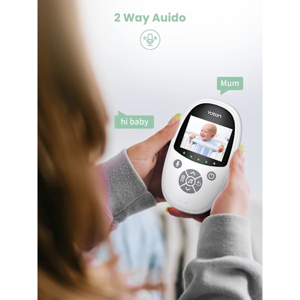 Trådlös babymonitor med kamera, 2,4\" HD-skärm