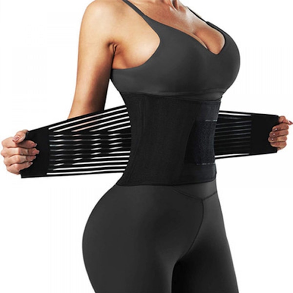 Taljetræner Korset Trimmer Bælte til Kvinder Talje Wrap Workout Tops Slankende Body Shaper Bælte (Sort)