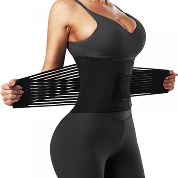 Waist trainer Corset Trimmer Belt for Women Waist Wrap Workout Tops Slimming Body Shaper Belt (Black)