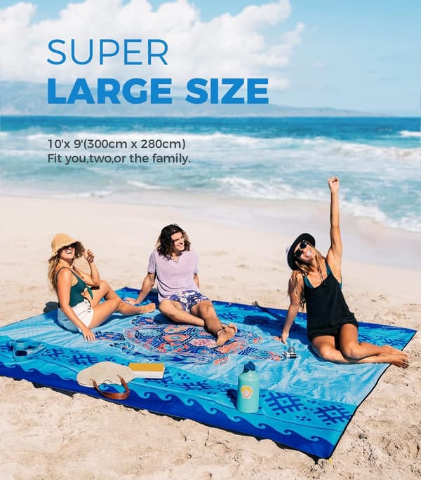 Extra stor strand-/picknickfilt som mäter 210*200CM, perfekt för resor, camping, etc. (BT)
