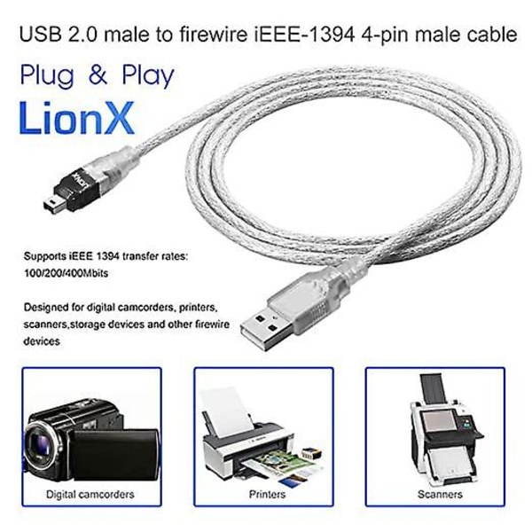 Ny datakabel USB till Ieee 1394 4-stifts Firewire-adapter
