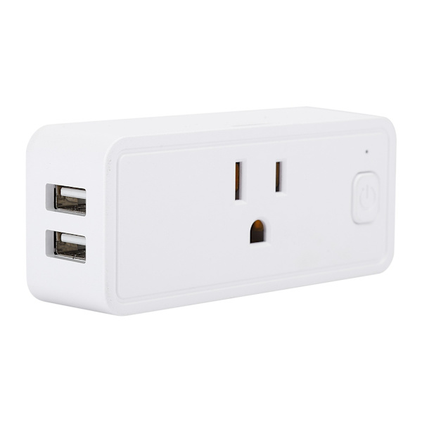 WIFI Smart Socket Dual USB Stemmestyring Graffiti Intelligent APP 16A til USA 110‑240V