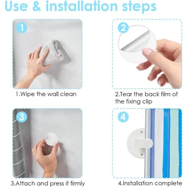 10-pack duschdraperi Spill Protector Clips, Gardin Spill Show