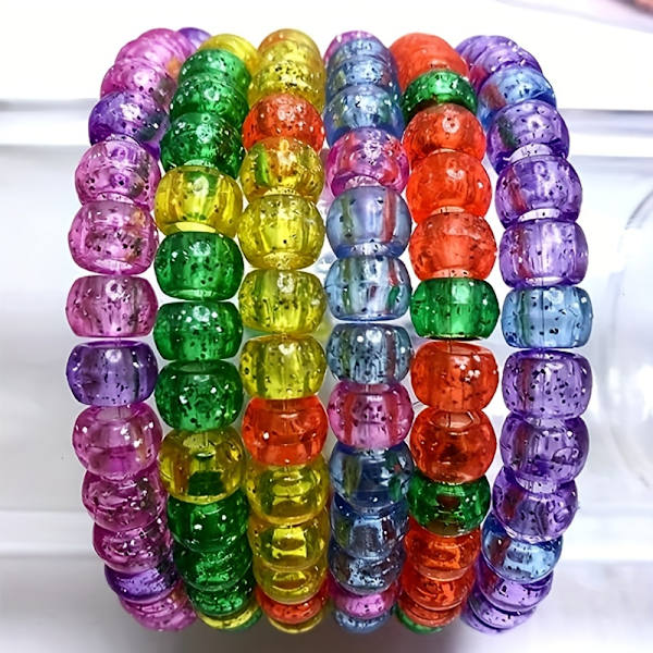 100-1000 kpl 6x9mm sekoitettu väri glitter läpinäkyvä muoviponihelmet korujen valmistukseen DIY rannekoru kaulakoru likainen punos koristehelmet 200 pcs