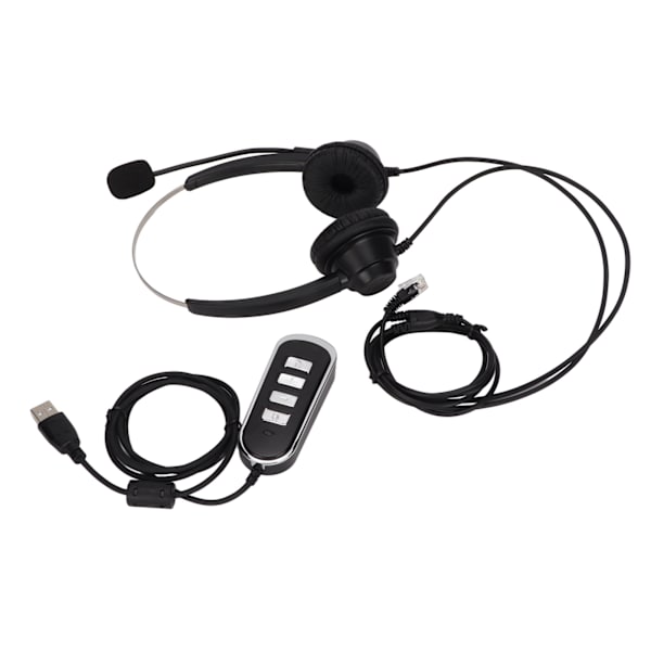 Telefon headset støyreduksjon binaural RJ9 plugg ledningsbasert forretnings headset med mikrofon USB lydkort for Call Center