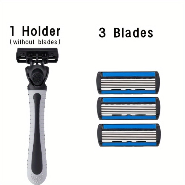 Manuell barbermaskin, 6-lags barberblad, barbermaskin i rustfritt stål, reserveblader 1 Toolholder + 3 Blades