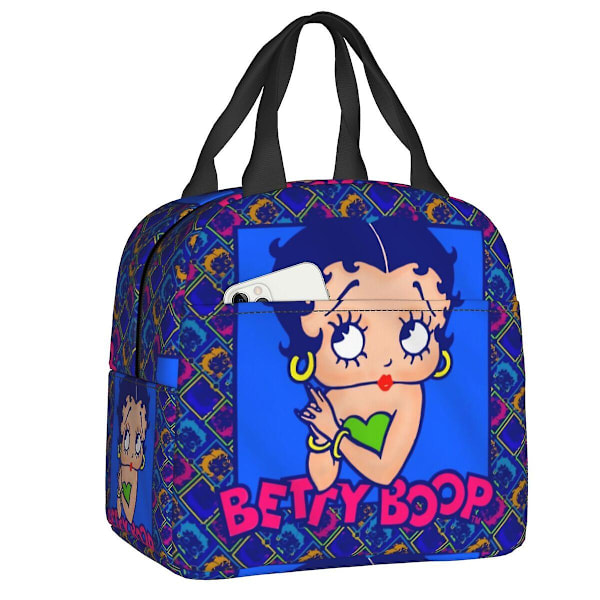 Lyxig prickig tecknad Boop Bettys lunchväska för kvinnor, varm kylväska, isolerad lunchbox för skola, arbete, kontor, resor, picknick, mat 11 22x20x10cm 9x8x4in
