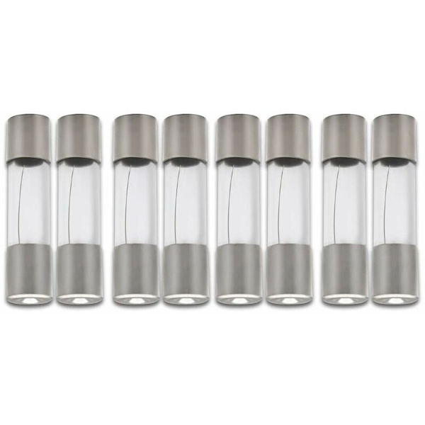 100 stk. 5X20 mm rørforstærkersæt med forskellige sikringer 0,2A, 0,5A, 1A, 2A, 3A, 5A, 6A, 8A, 10A, 15A
