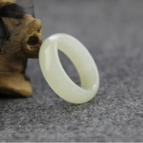 Äkta naturliga vita jade ring män kvinnor fina smycken Xinjiang Hetian Suet Jades sten par vigselringar presenter för D Inner diameter 18mm