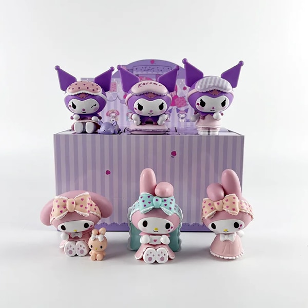 Sanrio Yllätysboksi Söpö Kuromi My Melody Hahmot Lelut Pyjama Sarja Kokoelma Koti Dekor Lapsille Joululahja 1 set of 6