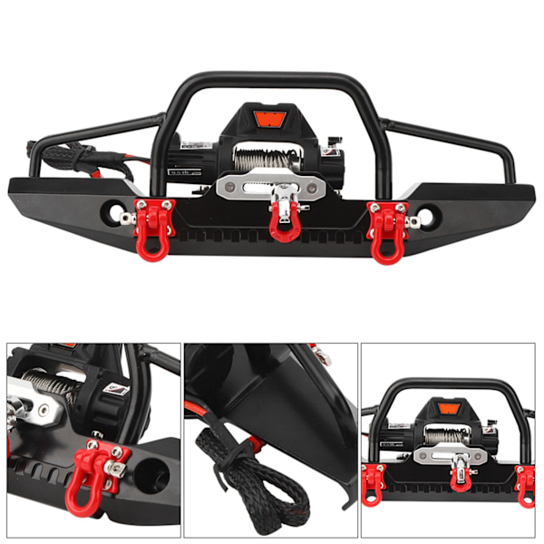 Metallfrontfanger med 2 LED-lys vinsj fjernkontroll egnet for TRX4 SCX10 RC-bil