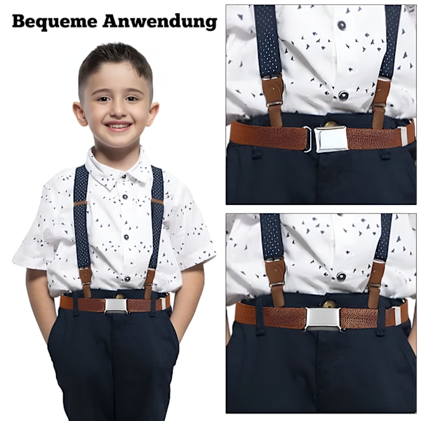 3-pack Elastiskt Bälte för Barn, 2,5 x 75 cm Justerbart Stretchbälte för Barn, Kvadratisk Magnetisk Spänne, Elastiskt Bälte för Jeans
