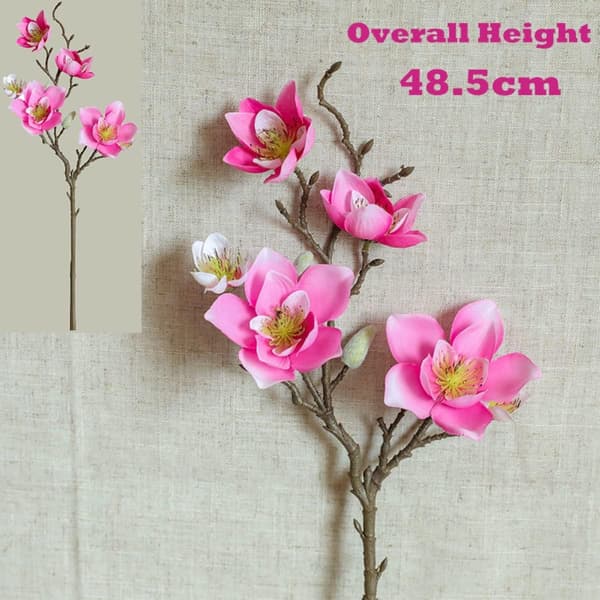 2 Kvister Kunstige Blomster 12 Ornamenter Hvit Rosa