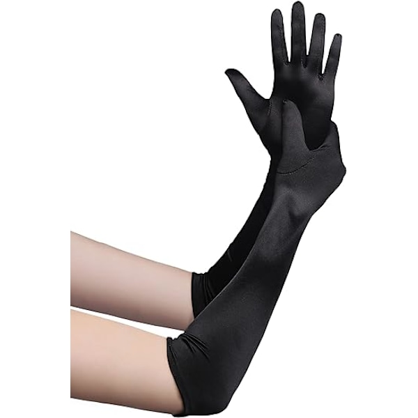 20s Opera Party Long satin gloves, adult size, elbow length