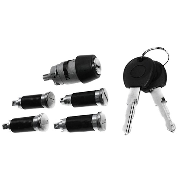 1 set tändningslås 4 dörrlåscylinder 2 nycklar 701837205 för T4 IV 1990-2003 Transporter Double Ba