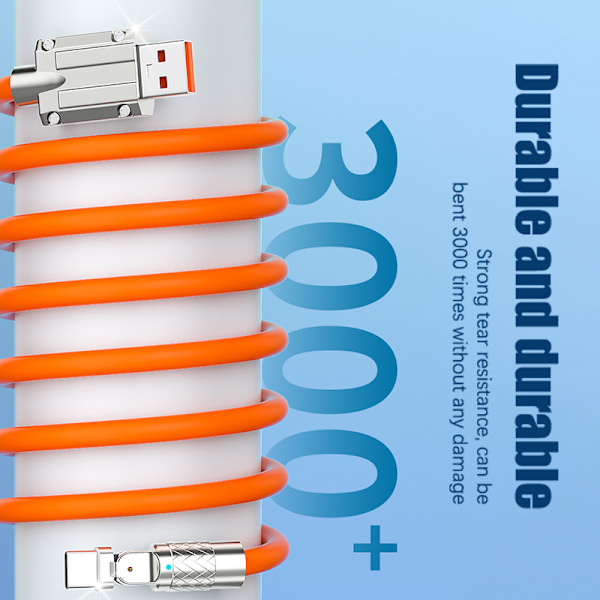 120W 6A 180 graders rotation supersnabb laddning datatyp-C-kabel blå Blue Lightning[1m]