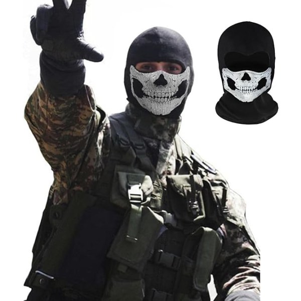 Yksi koko Kallo Ghost Mask Call Duty Mask Musta Koko Kasvot Pyörä Sk