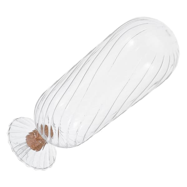 Klar Glas Rund Burk Tändsticksklocka Förvaring Display Förseglande Trä Glas Material 1-pack