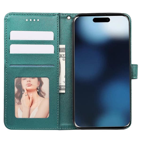 Kubisk Grid Lær Flip-deksel for iPhone 16 Pro -[BT]