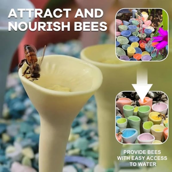 Värikkäät mehiläisten juomakupit - Sammuta janoiset pölyttäjät! Turvallinen vedenkeräys mehiläisille - täydellinen ruotsalaisiin puutarhoihin green