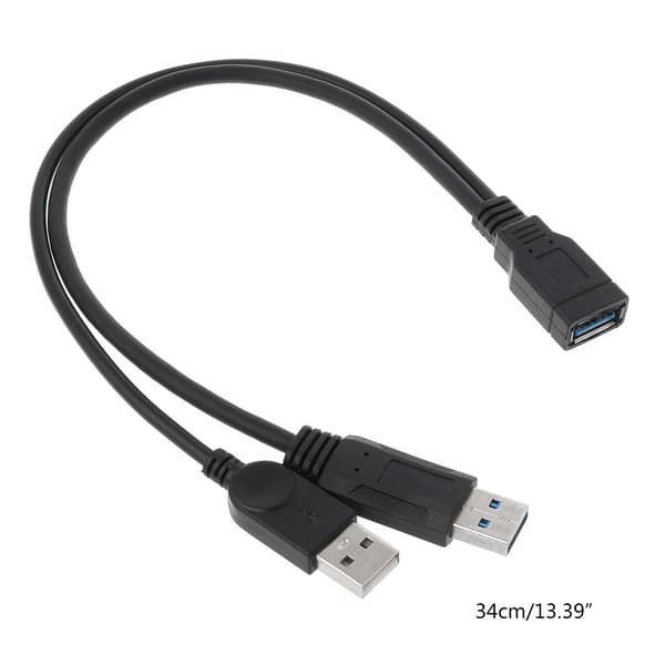 USB 2.0 A-han til USB-hun 2 Dual Dual Power USB-hun Splitter Forlængerkabel HUB Printer Oplader