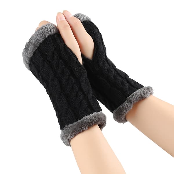 Elastiska Stickade Vinterhandskar | Tjocka Varma Stretchiga Garnhandskar *Svart #1* Black #1
