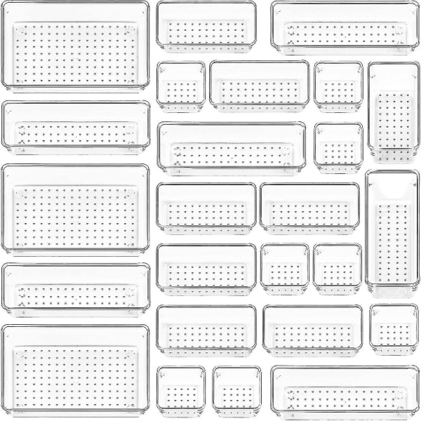 25-pack plastbehållare, 4 storlekar mångsidig badrums- och organiserings Tr