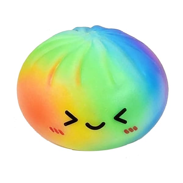 Dumpling Squishy Stressbold, Glitterbold Squishy, Sensorisk Klemmelegetøj til Stresslindring (Regnbue) (BT)