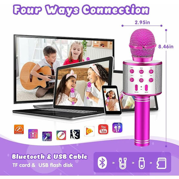 Mikrofon til børn, Karaoke-mikrofon til piger 3-15 år, fødselsdagsgaver til Android/iPhone/iPad/Sony/PC, legetøj til drenge 3-12 år, Holida
