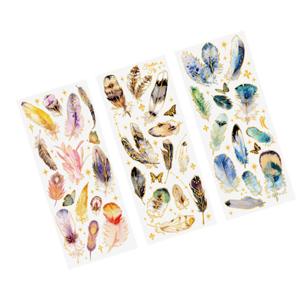 3 kpl Höyhenlehti Tarroja PET Taidepäiväkirjan Koristeet Scrapbooking DIY Taidekäsityö