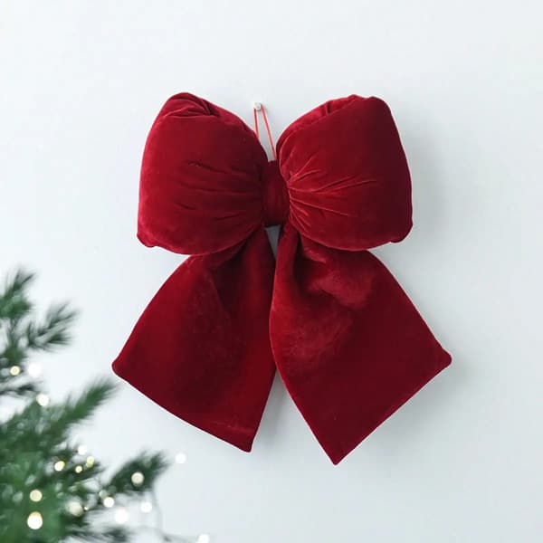 Julefløjlsbuepynt til træ, bryllup, festlig julepynt til hjemmet Medium size wine red