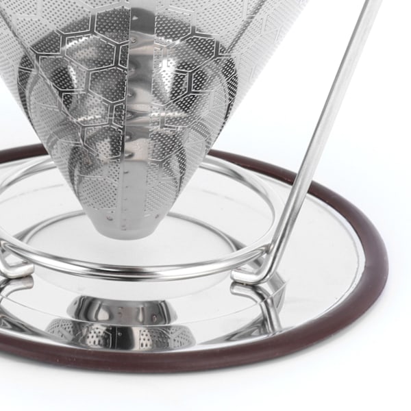 Rustfrit stålfilter med holder Kaffeefilter Mesh Funnel Køkken kaffebrygningsværktøj 1-6 kopper