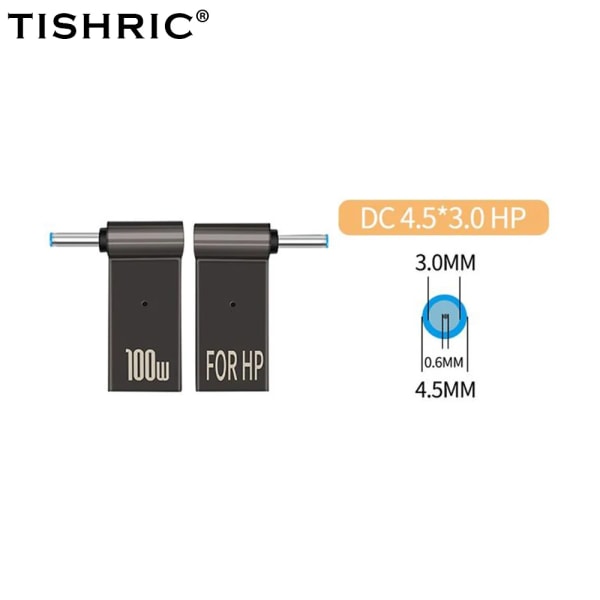 Laptop Power Adapter PD 100W 5A USB Type-C hona till DC hane för HP/Lenovo/DELL 4.5x3.0-HP