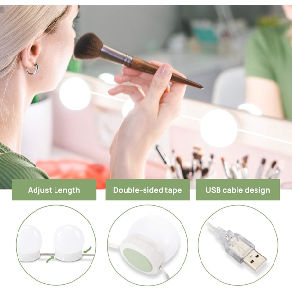 LED-sminkspegellampor, 10 dimbara LED-lampor sminkbelysning