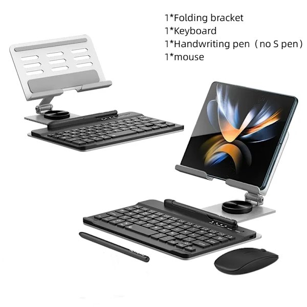 Til Samsung Galaxy Z Fold 4/Fold 3 Trådløst Bluetooth Tastatur/Mus/Pen/Roterende Tastatur Stativ