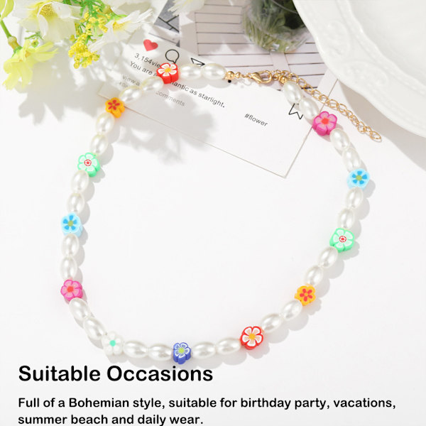 1/2/3/5 Pärlhalsband Pärlchoker Justerbar Kedja Boho Typ 3 Type 3 1 Pc