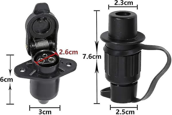 Stiftplugg og stikkontakt 3-polet 12V Traktor Stiftplugg DIN 9680 Vanntett Gave