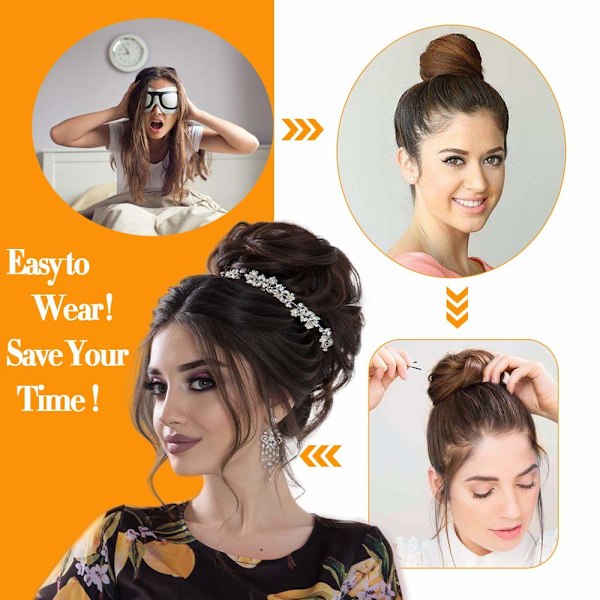 1 stk Messy Bun Hårextensjon Scrunchie Krøllete Bølget Messy Syntetisk Chignon for Kvinner Oppsett Høy 8#(Medium Chestnut Brown)###