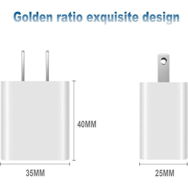 USB Vægholderlader Blok 2-pak Dual Port Cube Plug Strømopladningsadapter Mursten til Apple iPhone