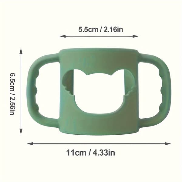 Silikoneflaskehåndtag med tegneseriedesign - Bløde, elastiske greb til de fleste sutteflasker Green