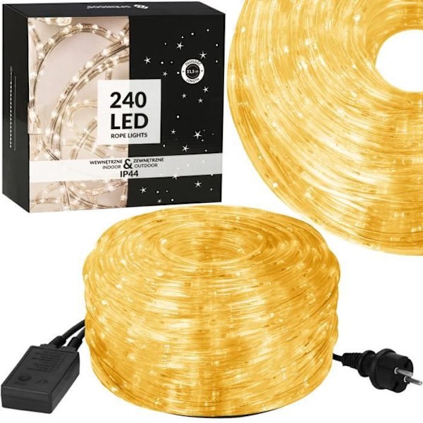 SPRINGOS® Fairy Lights 240 LED, 11,5 meter Programmer 8 funktioner IP44 - Vit varm