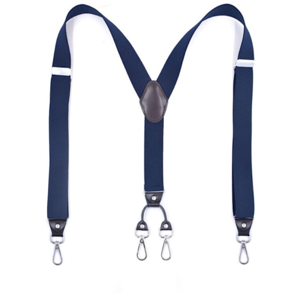 Hållbara flexibla justerbara hängslen för män med 4 starka krokar Navy blue