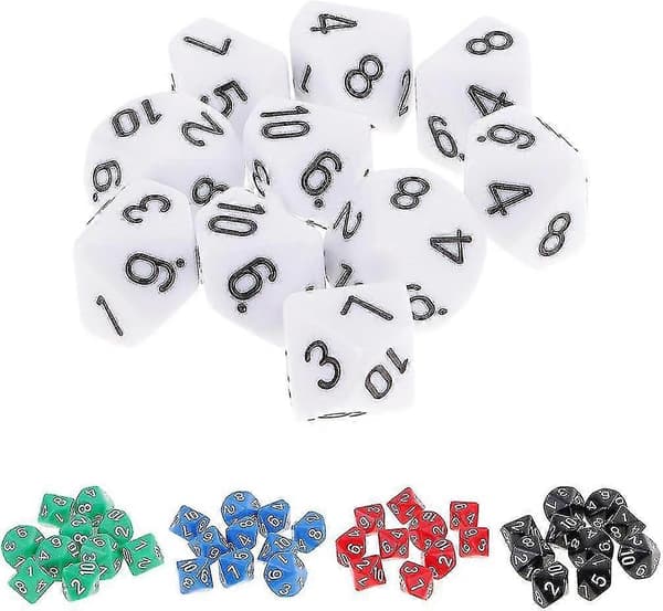 10 stk. 10-sidet D10 polyhedral til og spille spil gave hvid{h}