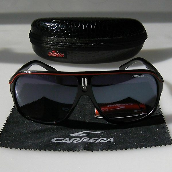 Carrera Ruthenium Pilot Gradient Lens Solbriller for Menn + Etui Red Black